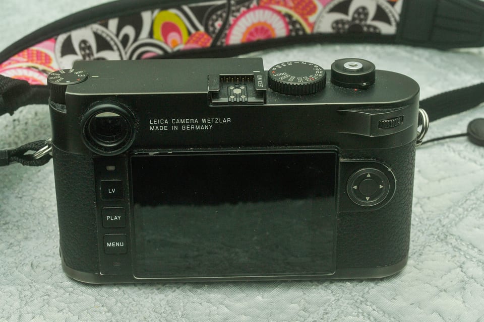 Rear of the Leica M10 showing the three-button column