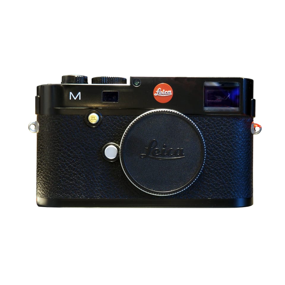 Leica M Typ 240 body with cap, studio front view on white
