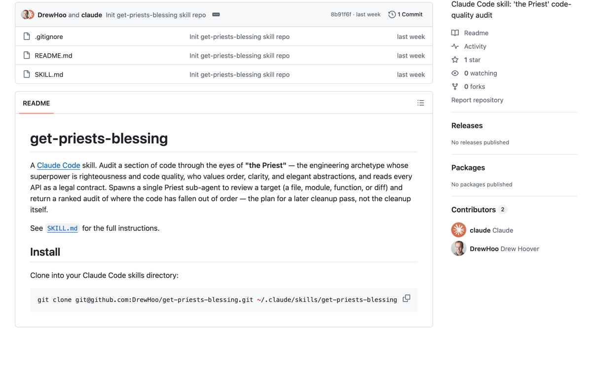 The skill's README on GitHub