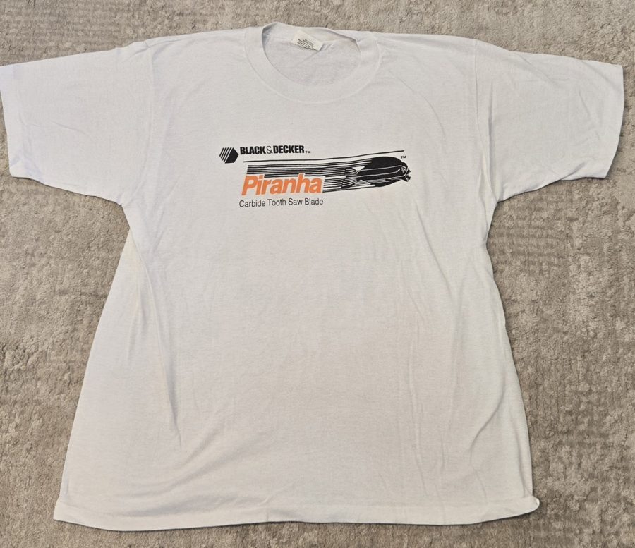 80s Black and Decker Piranha saw blade promo tee