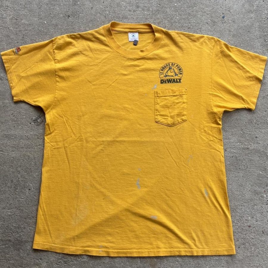 Single stitch DeWalt pocket tee, Delta tag