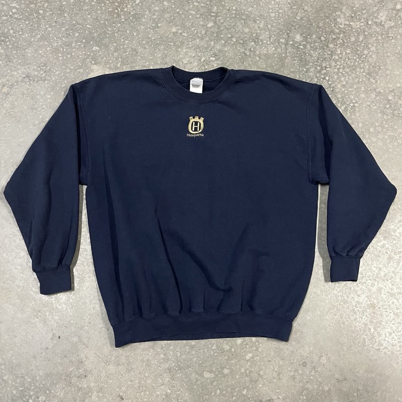 Husqvarna embroidered crown logo navy crewneck