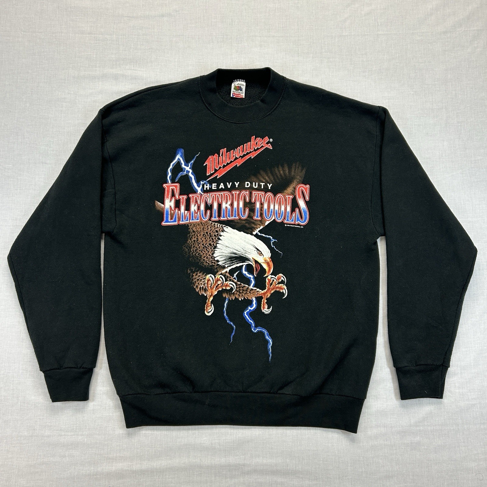 90s Milwaukee Electric Tools black graphic crewneck